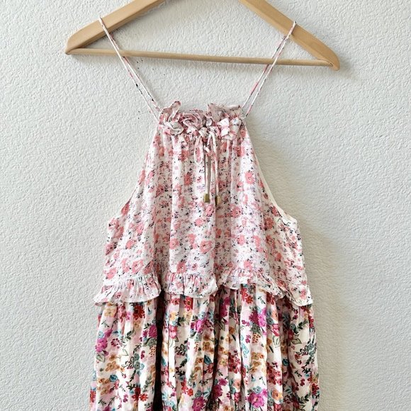 $177 Kos Resort Multi Floral Tiered Halter dress Size Small - Picture 3 of 12
